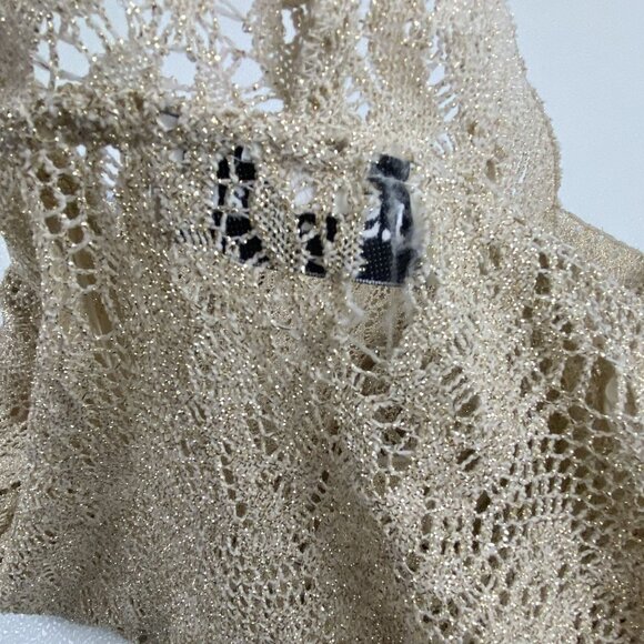 Womens Small Y2K Beige Lace Ruffle Blouse Cardigan Flared 3/4 Sleeves - Picture 11 of 11